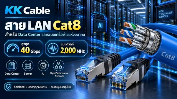 สาย LAN Cat8 รองรับความเร็วสูงสุด 40 Gbps และแบนด์วิดท์ 2,000 MHz สำหรับ Data Center และระบบ AI