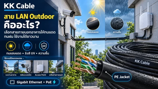 สาย LAN Outdoor แบบ PE Jacket ทนแสงแดด รังสี UV และความชื้นสำหรับติดตั้งภายนอกอาคาร