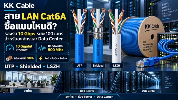 choose-cat6a-cable สาย LAN Cat6A แบบ UTP Shielded และ LSZH รองรับ 10 Gbps ระยะ 100 เมตร และ PoE++