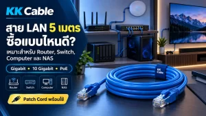 สาย LAN 5 เมตรแบบ Patch Cord สำหรับเชื่อมต่อ Router Switch Computer และ NAS