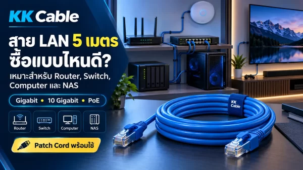 สาย LAN 5 เมตรแบบ Patch Cord สำหรับเชื่อมต่อ Router Switch Computer และ NAS