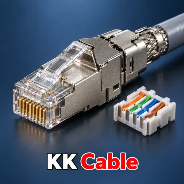 หัว RJ45 LINK CAT6A แบบชิลด์ รุ่น US-1071S ตัวเรือนโลหะ พร้อมชุดจัดเรียงสายสำหรับเข้าหัวภาคสนาม และข้อความ KK Cable