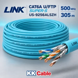 สายแลน LINK CAT6A U/FTP SUPER-S รุ่น US-9256ALSZH สี Aqua Blue LSZH ความยาว 305 เมตร รองรับ 500 MHz