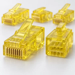 link-us-1062aa-5-cat6-yellow-two-level-rj45 หัว RJ45 LINK CAT6 แบบ 2 ชั้น สีเหลือง รุ่น US-1062AA-5 สำหรับแยกจุดเชื่อมต่อ