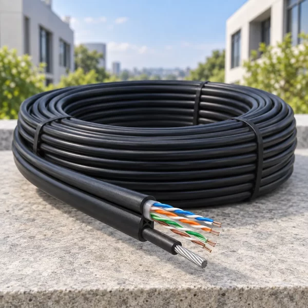 link-us-9015m-cat5e-outdoor-sling สายแลน LINK CAT5e Outdoor มีสลิง รุ่น US-9015M ยกกล่อง 305 เมตร