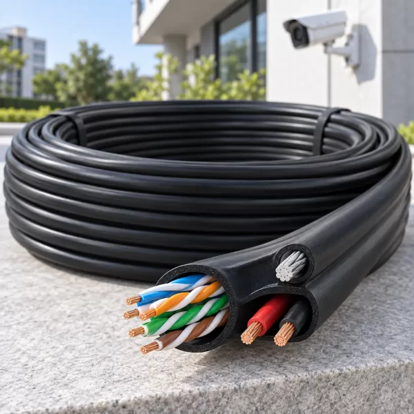 link-us-9015mw-cat5e-power-sling สายแลน LINK CAT5e Outdoor มีสายไฟและสลิง รุ่น US-9015MW 305 เมตร