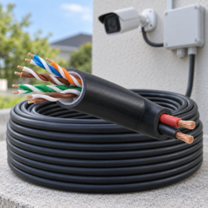 สายแลน LINK CAT5e Outdoor พร้อมสายไฟ รุ่น US-9015PW ยกม้วน 305 เมตร
