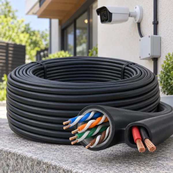 link-us-9015pw-cat5e-power-wire-100m สายแลน LINK CAT5e Outdoor พร้อมสายไฟ รุ่น US-9015PW-1 กล่อง 100 เมตร