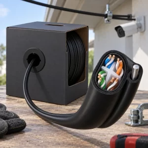 สายแลน LINK CAT6 Outdoor พร้อมลวดสลิง รุ่น US-9106MD-1 100 เมตร