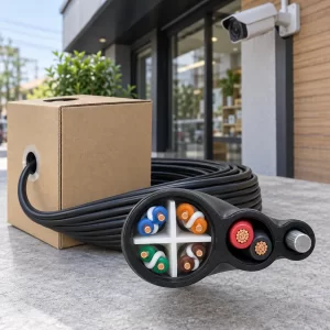 สายแลน LINK CAT6 Outdoor พร้อมลวดสลิงและสายไฟ รุ่น US-9106MW-1 สีดำ 100 เมตร