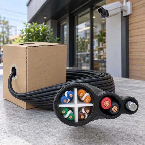 สายแลน LINK CAT6 Outdoor พร้อมลวดสลิงและสายไฟ รุ่น US-9106MW-1 สีดำ 100 เมตร