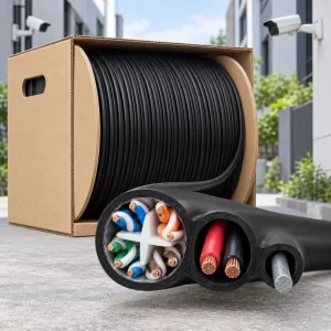 สายแลน LINK CAT6 Outdoor พร้อมลวดสลิงและสายไฟ รุ่น US-9106MW สีดำ 305 เมตร