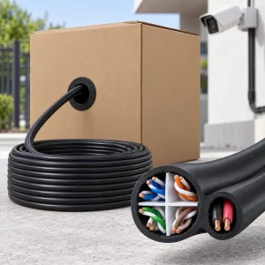 สายแลน LINK CAT6 Outdoor พร้อมสายไฟ รุ่น US-9106PW-1 สีดำ 100 เมตร
