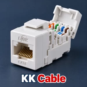 link-cat6-slim-tool-free-female-rj45-us-1006stf-white แจ็ก RJ45 ตัวเมีย LINK CAT6 รุ่น US-1006STF แบบ Slim Tool Free สีขาว พร้อมช่องเข้าสายด้านหลังและข้อความ KK Cable