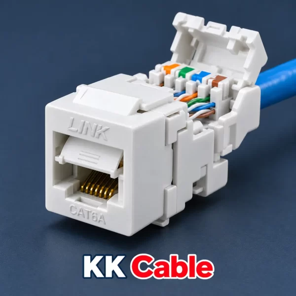 link-cat6a-utp-tool-free-auto-shutter-us-1022tfas แจ็ก RJ45 ตัวเมีย LINK CAT6A UTP รุ่น US-1022TFAS สีขาว พร้อมช่องเข้าสาย Tool Free บานปิด Auto Shutter และข้อความ KK Cable